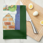 Kerstmis, kerstman in Chimney met speelgoed Theedoek (Quarter Fold)