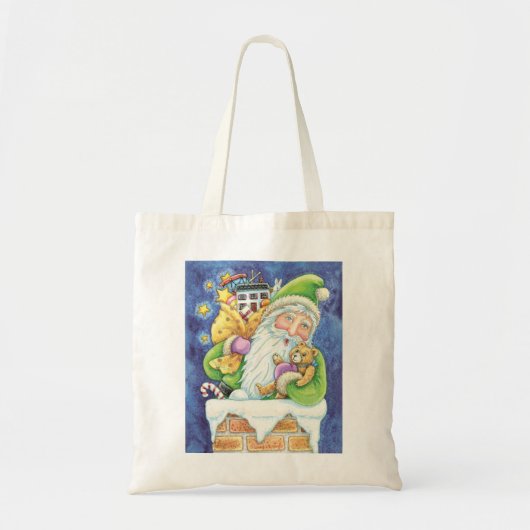 Kerstmis, kerstman in Chimney met speelgoed Tote Bag (Voorkant)