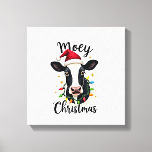 Kerstmis Kerstman Kerstlichten Koeienliefhebbers Canvas Afdruk