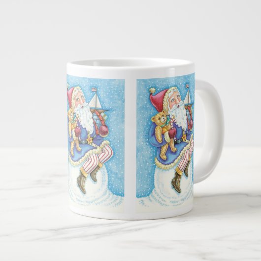 Kerstmis, kerstman, kerstman op sneeuwbal met spee jumbo mok (Voorkant rechts)