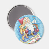 Kerstmis, kerstman, kerstman op sneeuwbal met spee magneet (Voorkant / Achterkant)