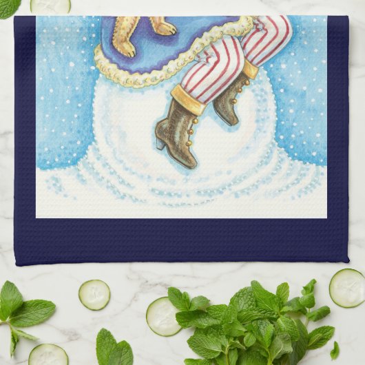 Kerstmis, kerstman, kerstman op sneeuwbal met spee theedoek (Gevouwen)