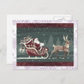  Kerstmis Kerstman met slee decor Feestdagenkaart (Voorkant / Achterkant)