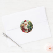 Kerstmis kerstman ronde sticker (Envelop)