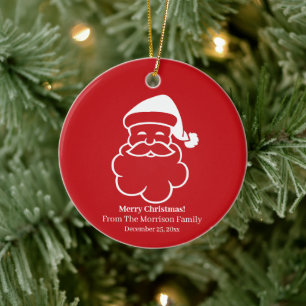 Kerstmis Kerstman rood wit aangepaste naam datum Keramisch Ornament