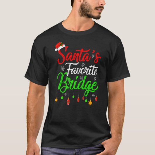 Kerstmis Kerstman S Favoriete Brug Kerstmis T-shirt (Voorkant)