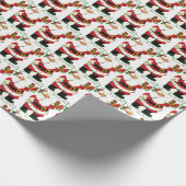 Kerstmis Kerstman Schilderen Paard Retro  Cadeaupapier (Hoek)