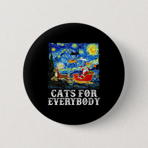Kerstmis Kerstman slee Cats Voor Iedereen Sterrenn Ronde Button 5,7 Cm