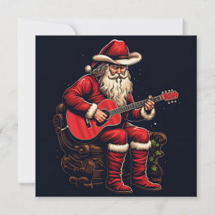 Kerstmis Kerstman spelen gitaar Feestdagenkaart
