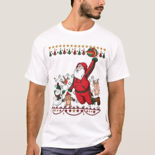 Kerstmis Kerstman Volleybal Sneeuwman Rendier T-shirt