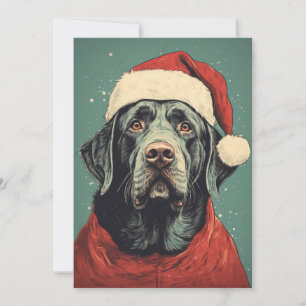 Kerstmis Kerstman Zwarte Labrador Plat Kerstkaart