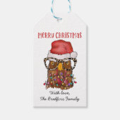 Kerstmis: Kerstmis — Chicken Glasses Santa Hat Cadeaulabel (Voorkant)