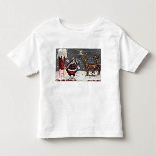 Kerstmis, kerstmis, kerstman en schoorsteen kinder shirts (Voorkant)