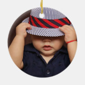 Kerstmis: kerstmis - persoonlijk blauw keramisch ornament (Achterkant)