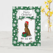 Kerstmis Kerstmuts Ierse Setter Hond (rood 1) Scha Kaart (Gele Bloem)