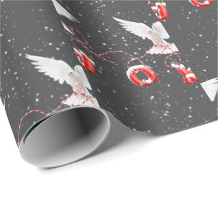 Kerstmis Kerstvreugde Duif en Sneeuwvlokken Inpakp Cadeaupapier
