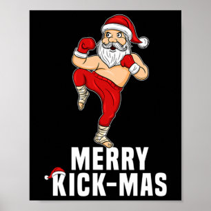 Kerstmis Kickboksen Kerstman Vrolijke Kerst Gesche Poster