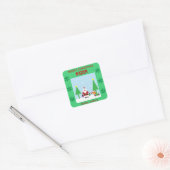 Kerstmis Kinder Cartoon Santa Vierkante Sticker (Envelop)