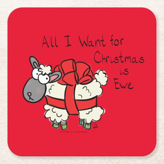 Kerstmis Kinder Cartoon Vierkante Kartonnen Onderzetter (Voorkant)