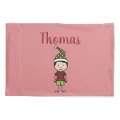 Kerstmis Kinder Eigen naam Pillow Hoesje Kussensloop (Achterkant)