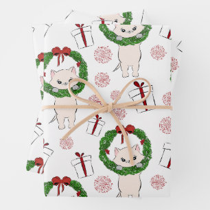 Kerstmis, Kitten en Cadeaus Inpakpapier Vel