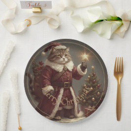 Kerstmis Kitty Cat Holiday Ontworpen Papieren Bordje