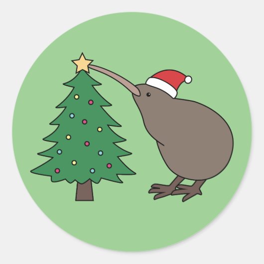 Kerstmis Kiwi Ronde Sticker (Voorkant)