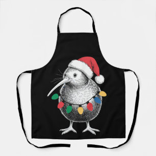 Kerstmis Kiwi Vogel Kerstman Hoed Lichten Vakantie Schort