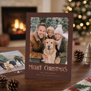 Kerstmis Klassieke Fotolijst - Bruin Folie Feestdagenkaart