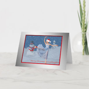 Kerstmis, Kleindochter, Ballerina in Sneeuw Feestdagen Kaart