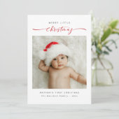 Kerstmis Kleine Kerstmis Baby's Eerste Kerstmis Ro Feestdagenkaart (Staand voorkant)