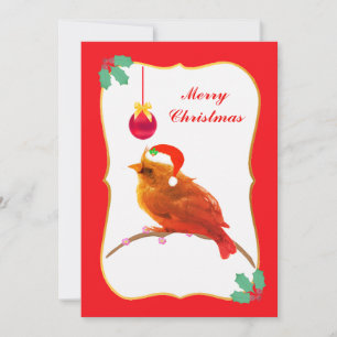 Kerstmis Kleine Vogel Plat Kerstkaart