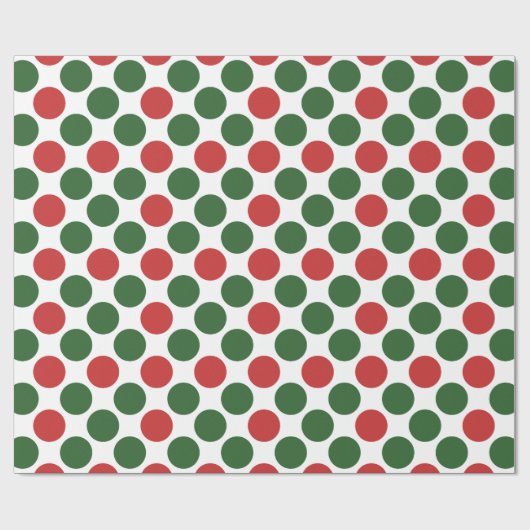 Kerstmis Kleuren Polka Dot Cadeaupapier (Vlak)