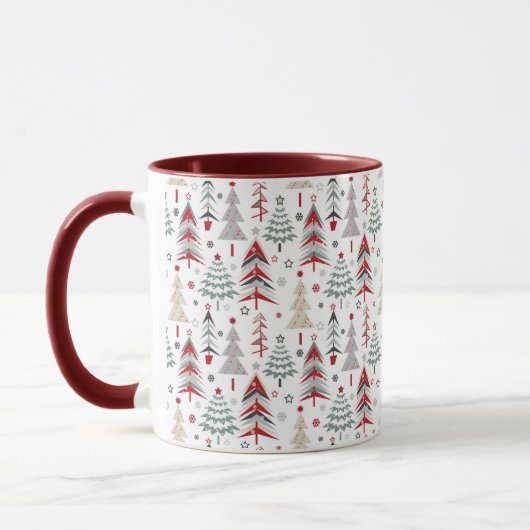 Kerstmis, kleurrijk, kerstboom, rood, groen mok (Links)