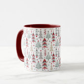 Kerstmis, kleurrijk, kerstboom, rood, groen mok (Voorkant links)