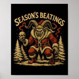 Kerstmis Kloppen Krampus Kerstman Gotische Feestda Poster