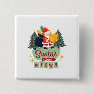Kerstmis Knop Vierkante Button 5,1 Cm