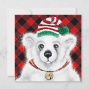 Kerstmis knuffelige ijsbeerwelp, Kerstman beerwelp Kaart