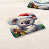 Kerstmis Koala 2 Vierkante Kartonnen Onderzetter (Schuin)
