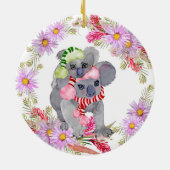 Kerstmis Koala Botanicals Keramisch Ornament (Achterkant)