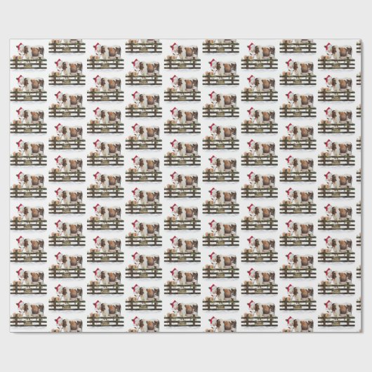 Kerstmis Koe en Kalf In Sneeuw Cadeaupapier (Vlak)