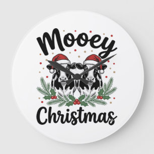 Kerstmis Koe Oude Gravure Shirt Ontwerp Grote Klok