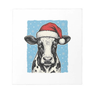 Kerstmis Koe Santa Hoed Vector Design_1 Notitieblok