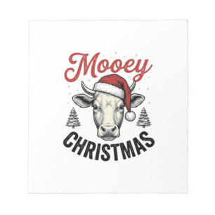 Kerstmis Koe Santa Hoed Vintage Gravure De Notitieblok