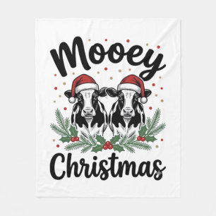 Kerstmis Koe Vintage Gravure Shirt Ontwerp Fleece Deken