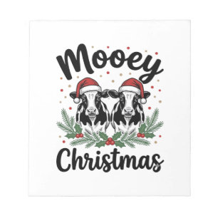 Kerstmis Koe Vintage Gravure Shirt Ontwerp Notitieblok