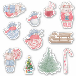Kerstmis Koeien stickers