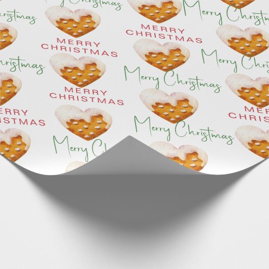 Kerstmis Koekje Patroon Script Cadeaupapier (Hoek)