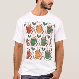 Kerstmis koffiemokken patroon t-shirt