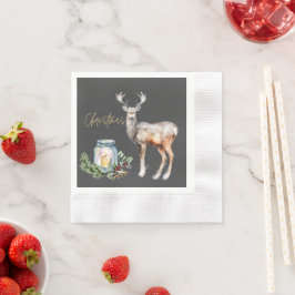 Kerstmis Kom naar ons, rendieren en decoratie Servet